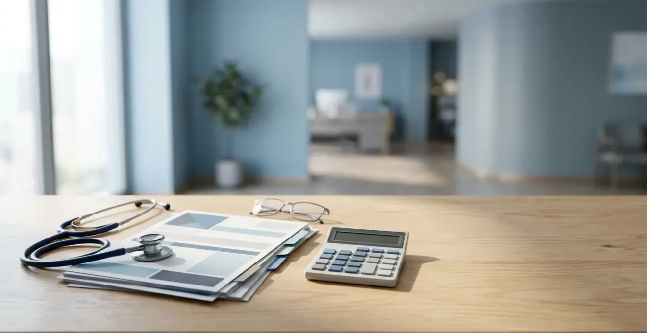 Dossier médical avec documents financiers liés à une chirurgie programmée