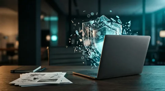 Représentation visuelle de la cybersécurité pour TPE avec protection des données clients