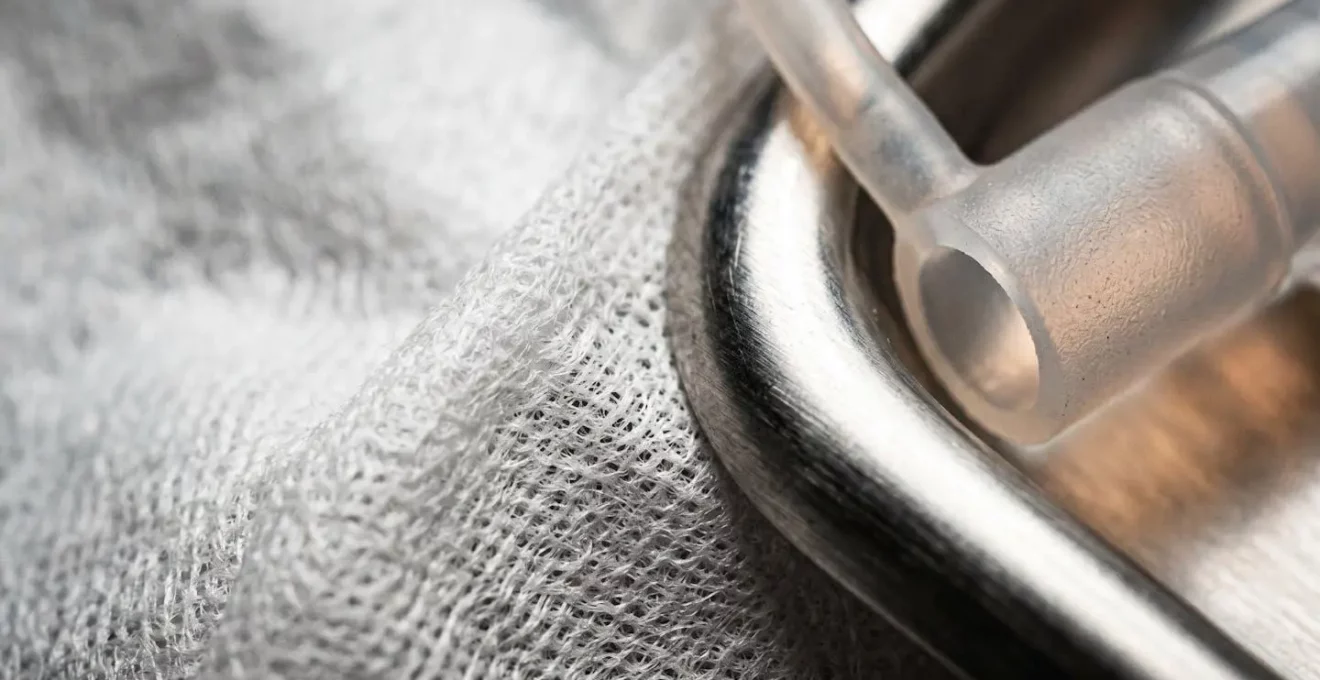 Détails texturaux évoquant les soins médicaux et les frais de santé non couverts après un accident de trottinette