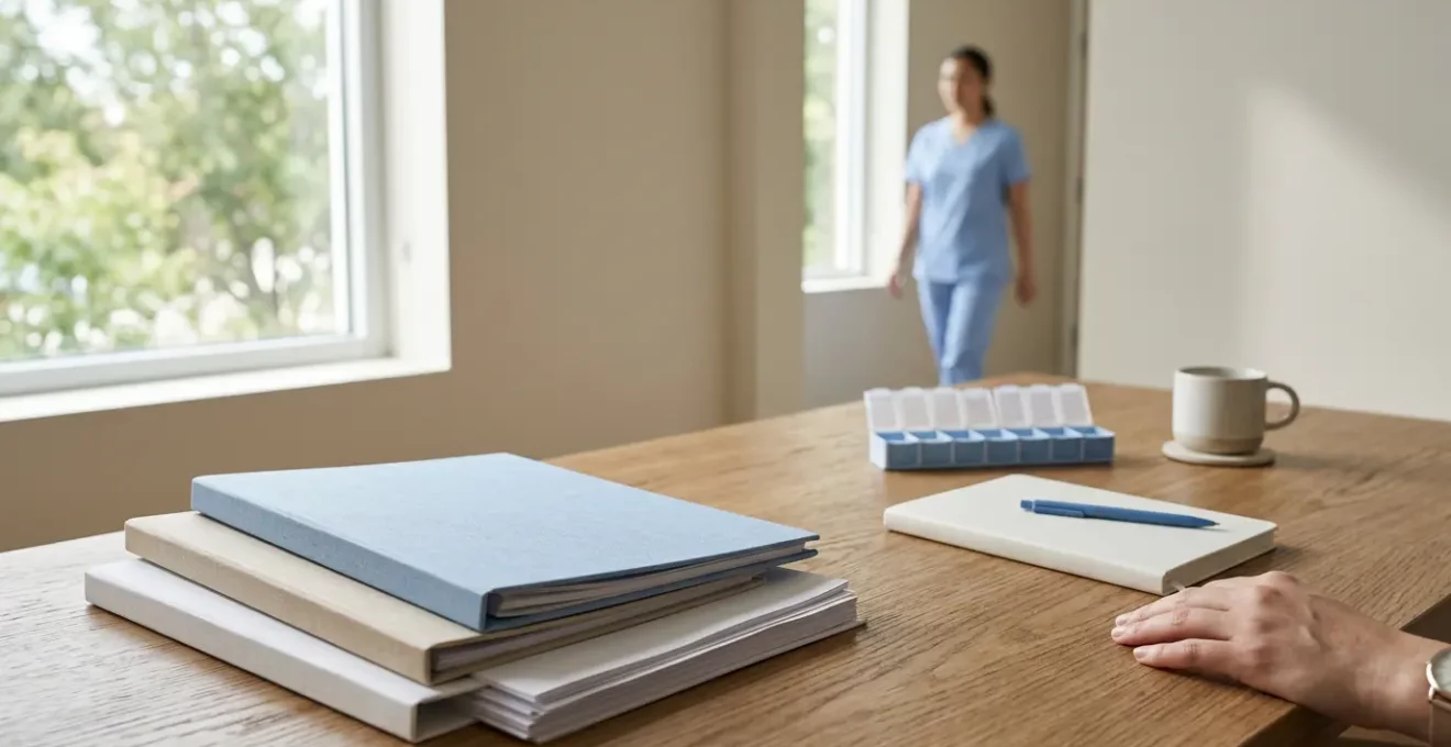 Personne consultant des documents de mutuelle santé dans un environnement lumineux moderne